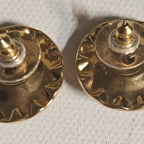 Avon Glitzy Red Pierced Earrings w Surgical Steel Posts Siam and Crystal 1998 - Picture 3 of 4